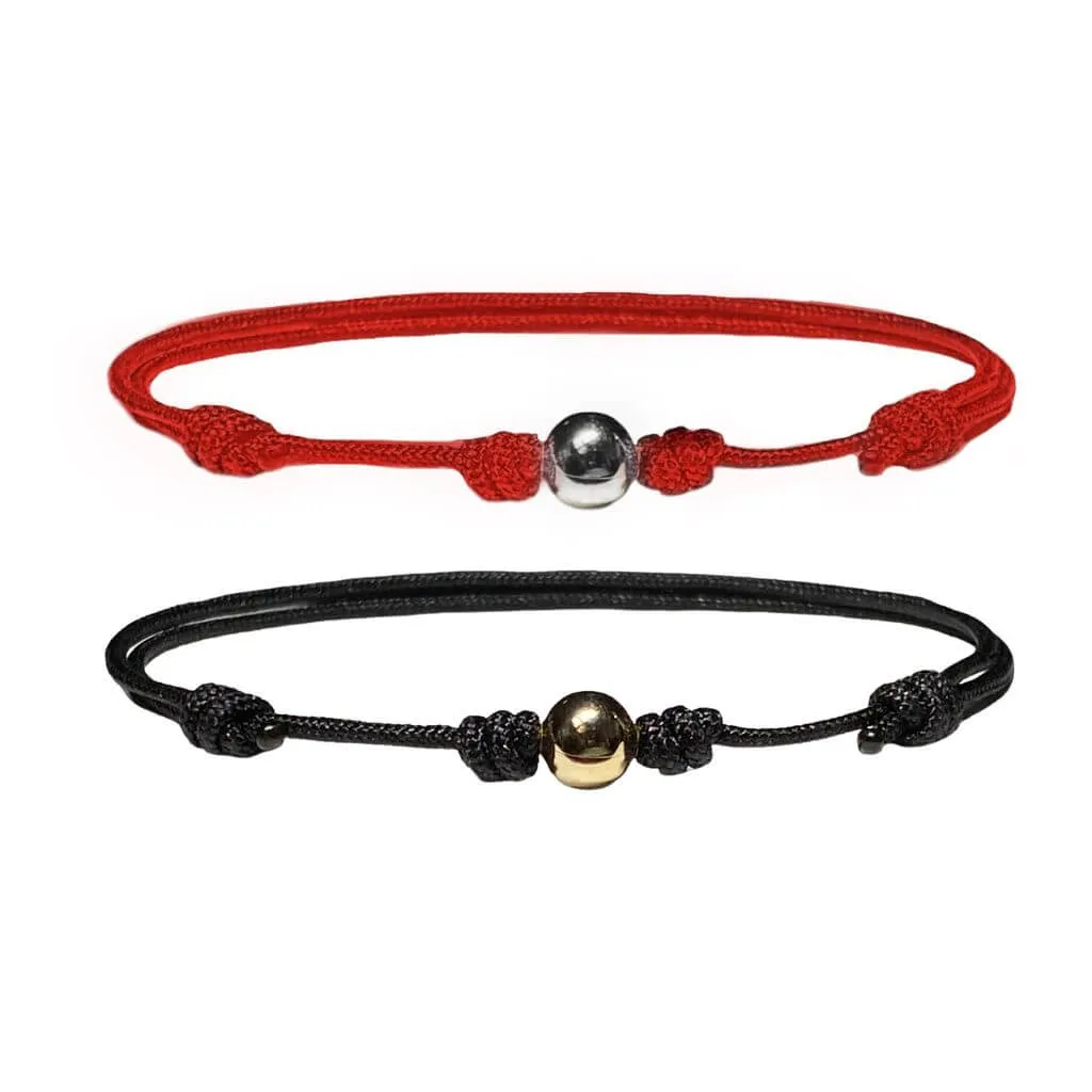 14K Solid Gold Bead Red String Bracelet