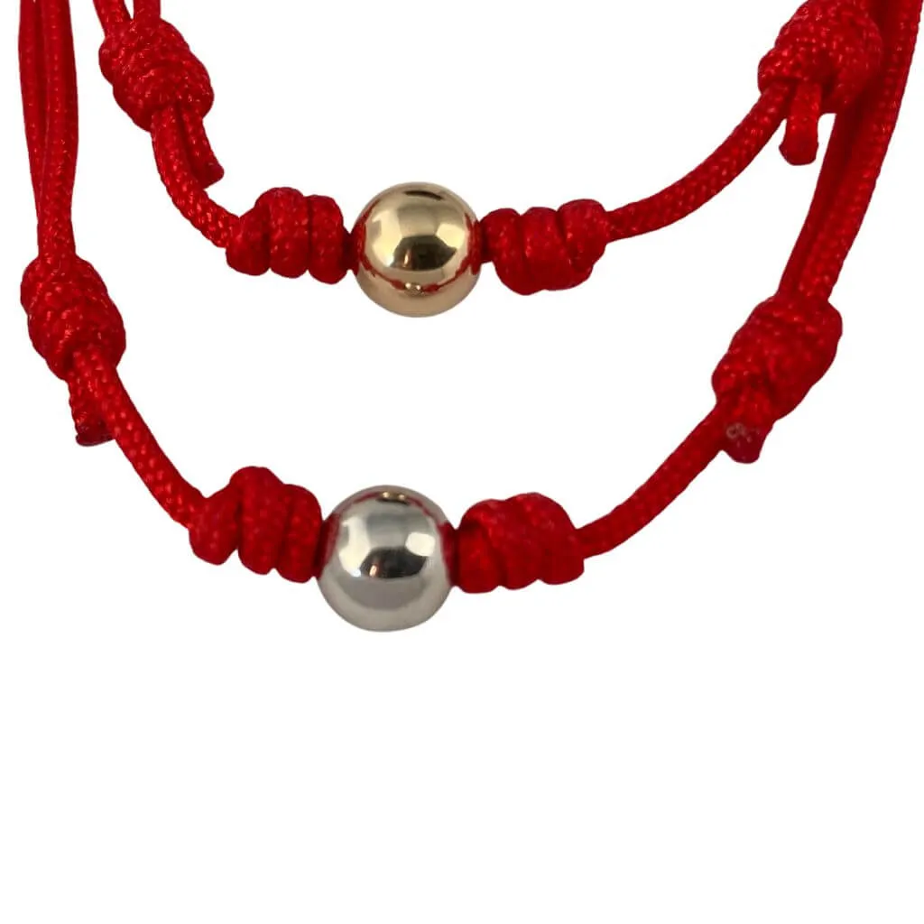 14K Solid Gold Bead Red String Bracelet