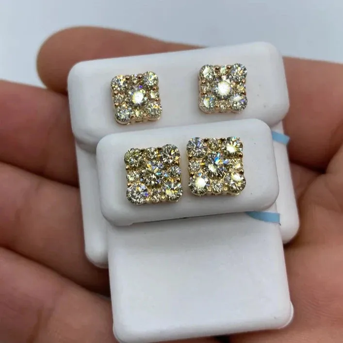 14K Square Stud Earrings 2.5ct