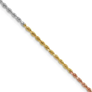 14k Tri-Color 1.5mm D/C Rope Chain