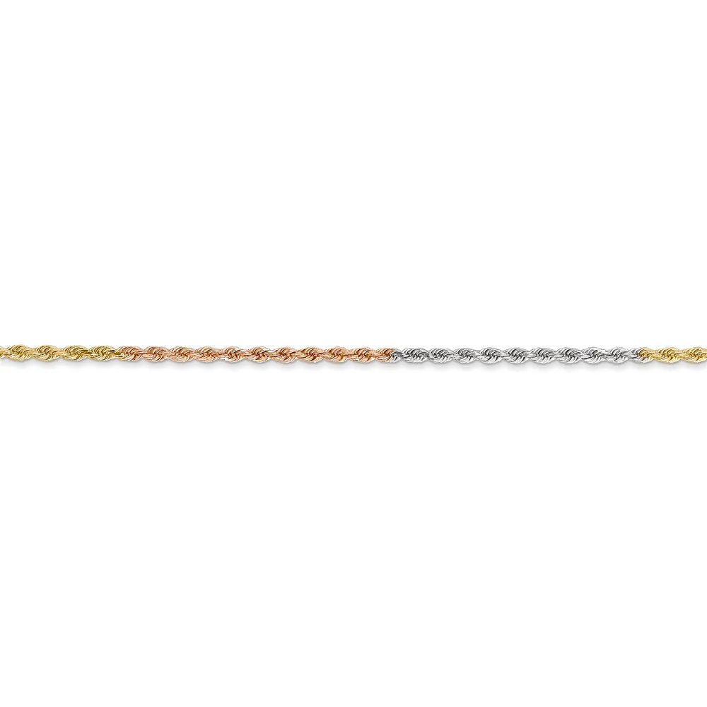 14k Tri-Color 1.5mm D/C Rope Chain