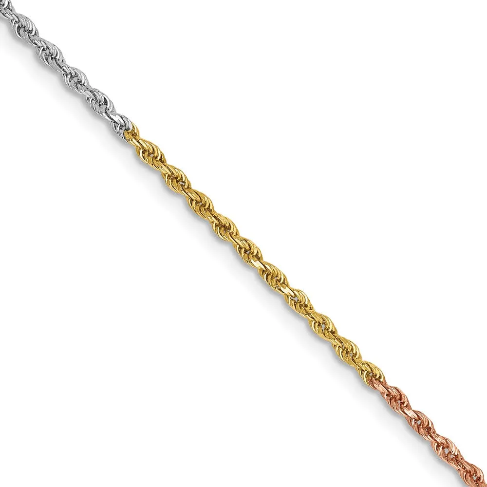 14k Tri-Color 1.5mm D/C Rope Chain