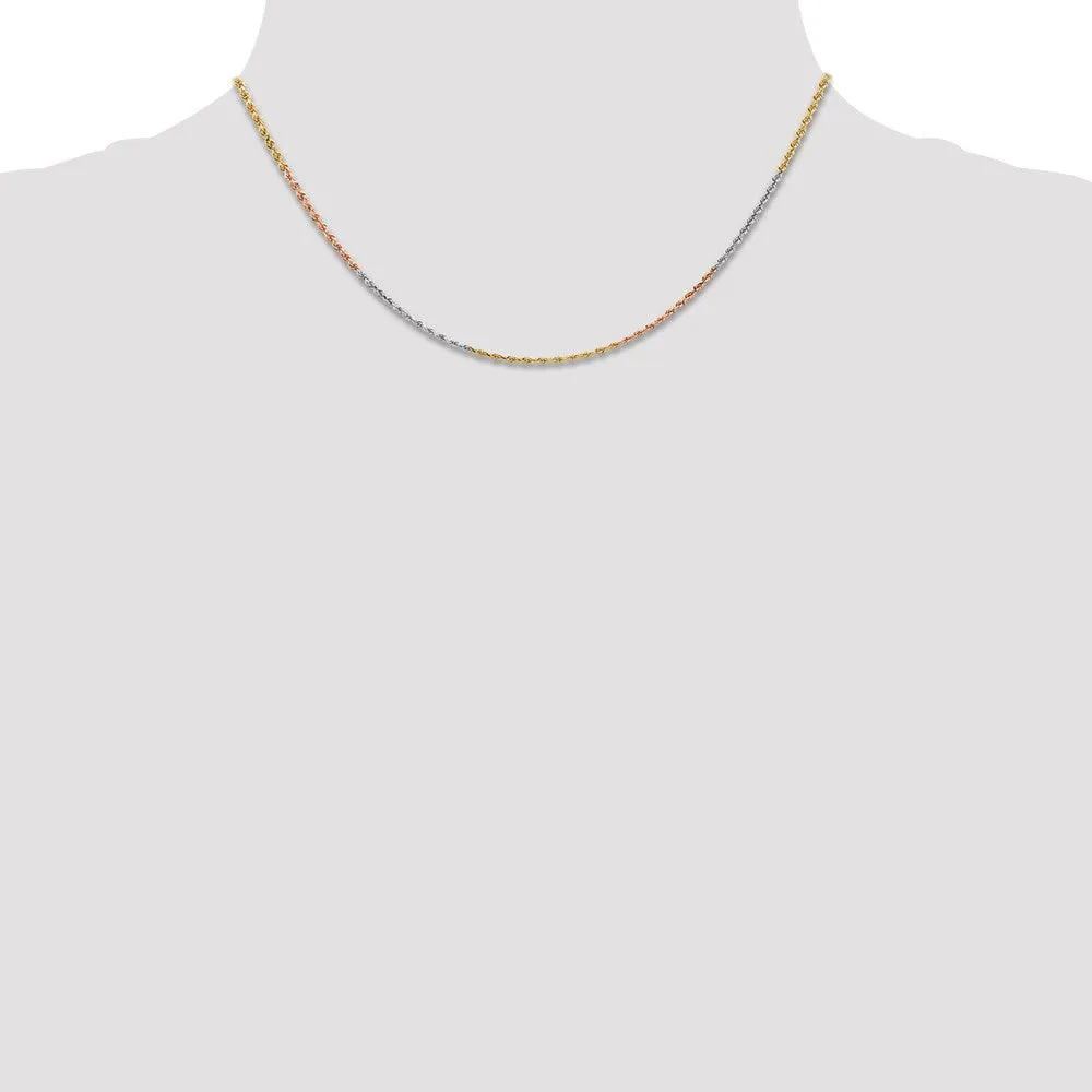 14k Tri-Color 1.5mm D/C Rope Chain