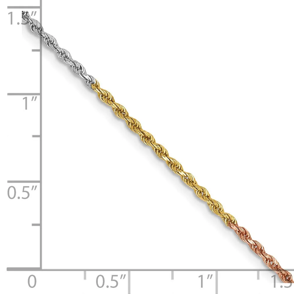 14k Tri-Color 1.5mm D/C Rope Chain