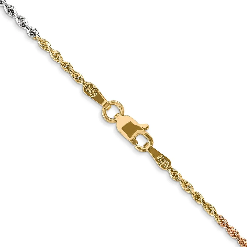 14k Tri-Color 1.5mm D/C Rope Chain