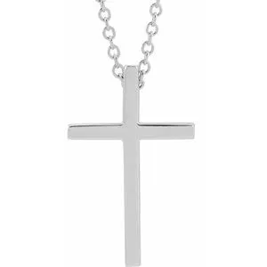 14K White 11.4x11.1 mm Cross 18" Necklace