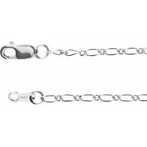 14K White 1.5 mm Figaro 18" Chain