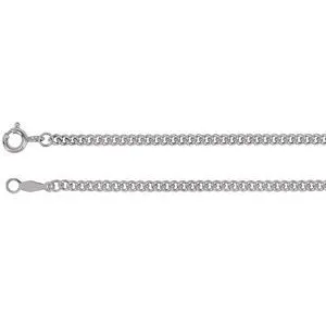 14K White 2.25 mm Solid Curb Link 20" Chain
