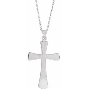 14K White 28.5x19 mm Cross 18" Necklace