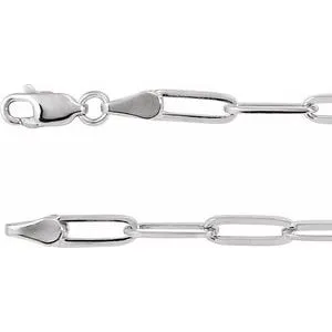 14K White 3.85 mm Paperclip-Style 20" Chain