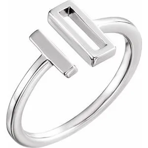 14K White Bar Ring