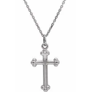 14K White Cross 18" Necklace
