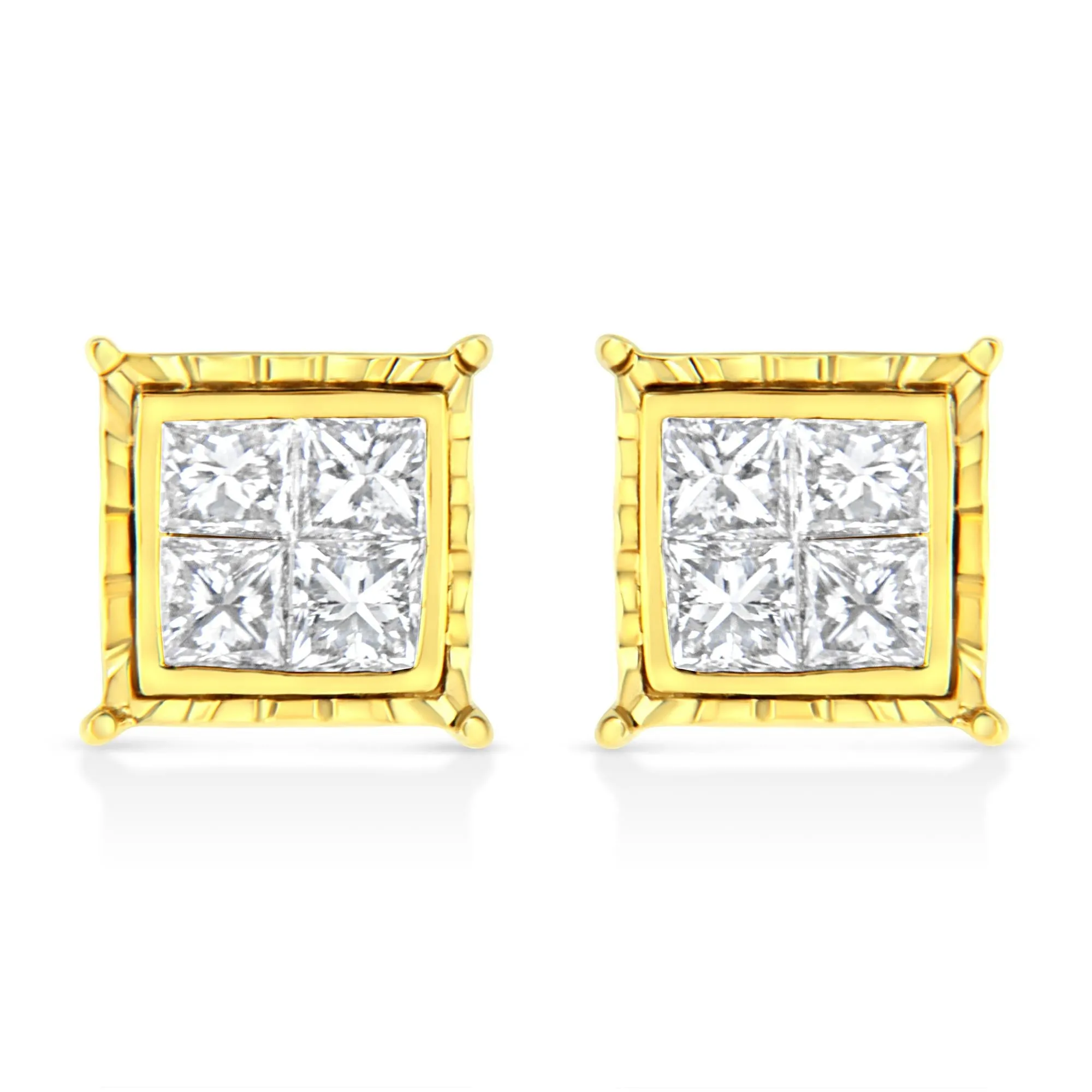 14K White Gold 1/2 Cttw 4-Prong Set Brilliant Round-Cut Solitaire Lab Grown Diamond Push Back Stud Earrings (E-F Color, VVS2-VS1 Clarity)