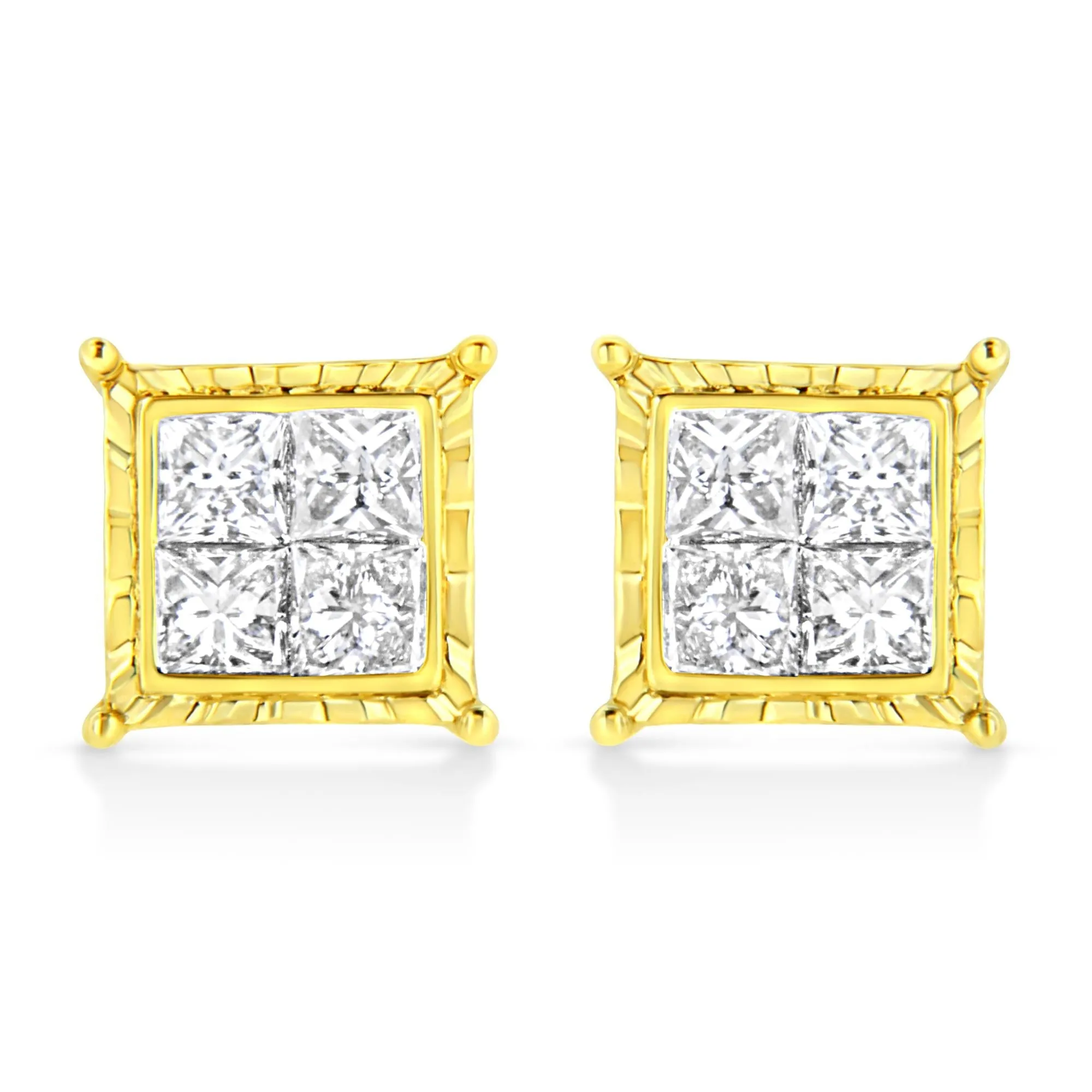 14K White Gold 1/2 Cttw 4-Prong Set Brilliant Round-Cut Solitaire Lab Grown Diamond Push Back Stud Earrings (E-F Color, VVS2-VS1 Clarity)