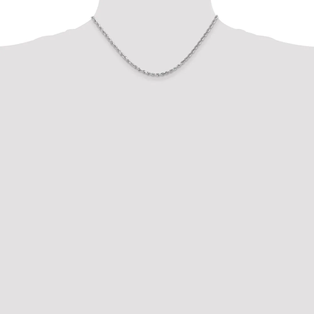 14k White Gold 3mm D/C Rope with Lobster Clasp Chain