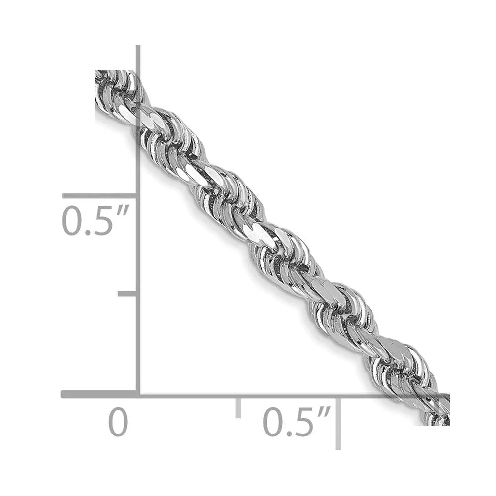 14k White Gold 3mm D/C Rope with Lobster Clasp Chain