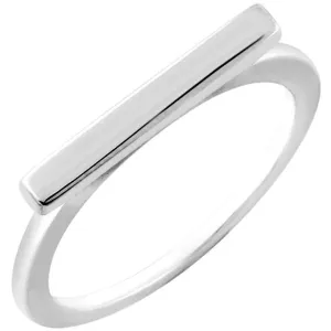 14k White Gold Bar Ring, Size 7