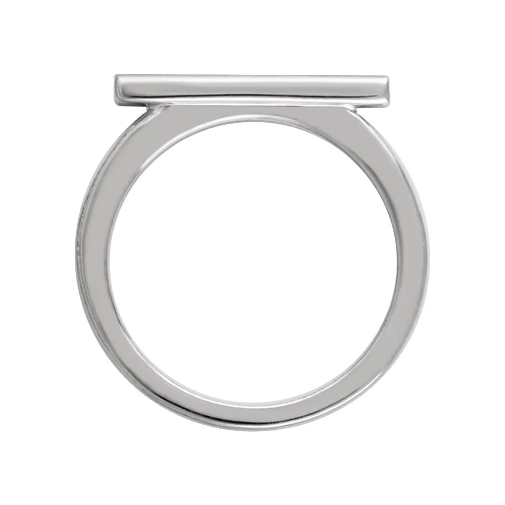 14k White Gold Bar Ring, Size 7