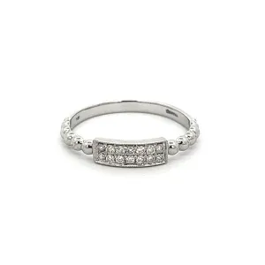 14k White Gold Pave Diamond Bar Ring