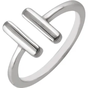 14k White Gold Vertical Bar Ring, Size 7