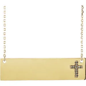 14K Yellow .03 CTW Diamond Cross 16-18" Necklace