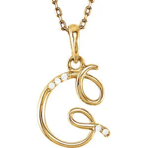 14K Yellow .03 CTW Diamond Initial G 18" Necklace