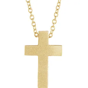 14K Yellow 13.5x9 mm Scroll Cross 16-18" Necklace