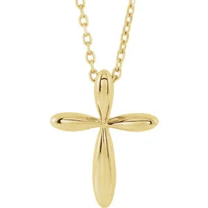 14K Yellow 14.65x11.2 mm Cross 16-18" Necklace