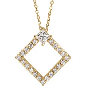 14K Yellow 5/8 CTW Diamond 16-18" Necklace