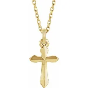 14K Yellow Cross 18" Necklace