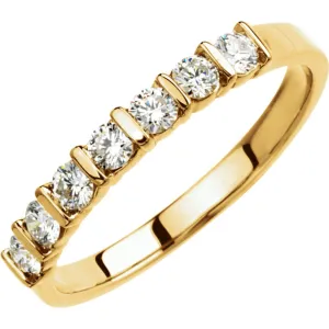 14k Yellow Gold 1/3 CTW Diamond Anniversary Band , Size 6