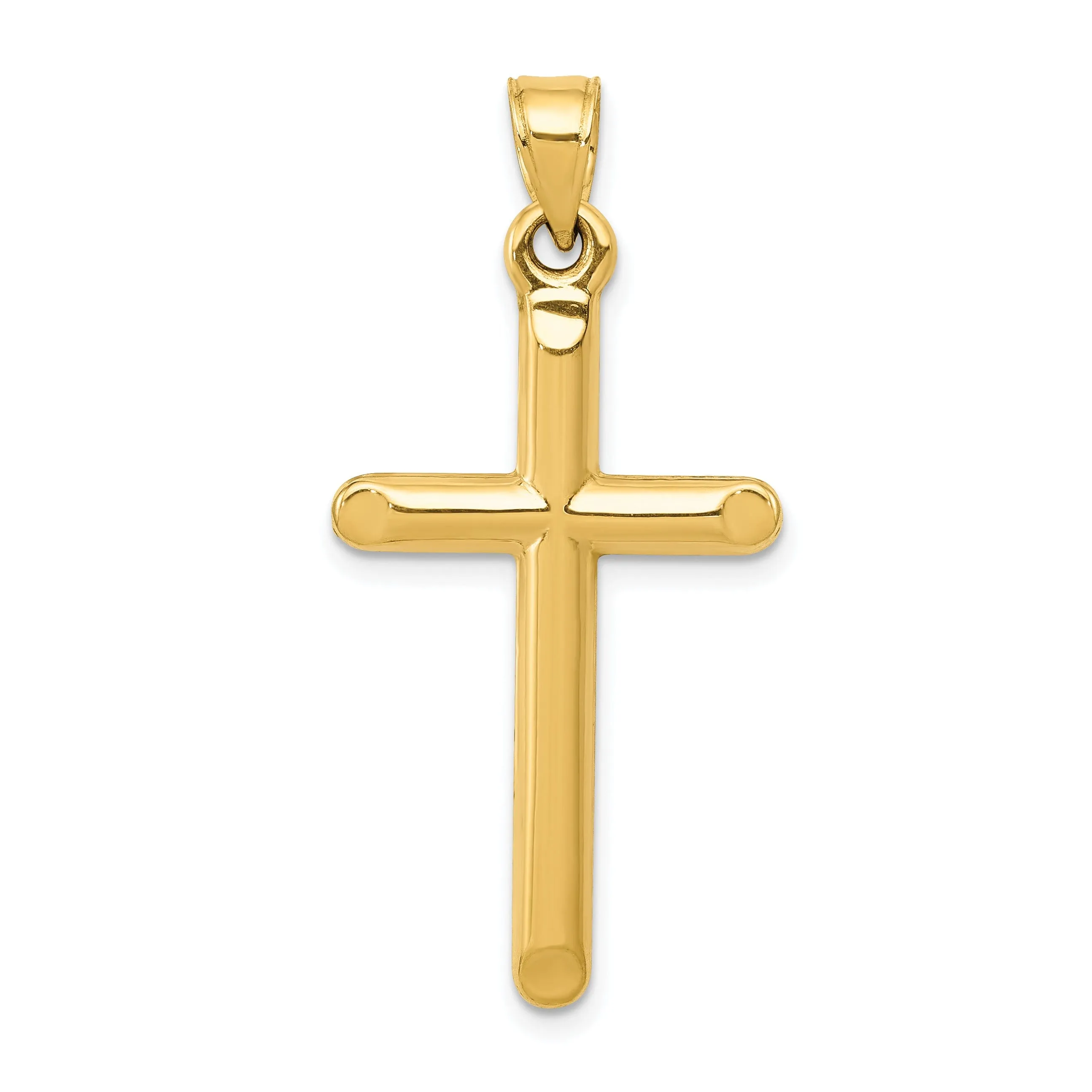 14k Yellow Gold 3-D Hollow Cross Pendant