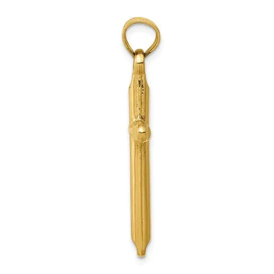 14k Yellow Gold 3-D Hollow Cross Pendant