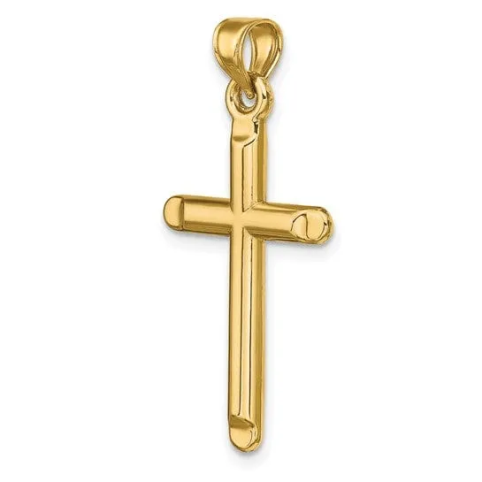 14k Yellow Gold 3-D Hollow Cross Pendant