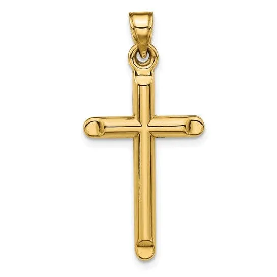 14k Yellow Gold 3-D Hollow Cross Pendant