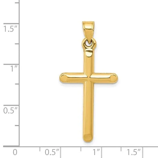 14k Yellow Gold 3-D Hollow Cross Pendant