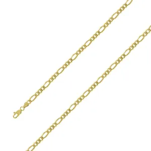 14k Yellow Gold Plated 5mm Silver Figaro Chain Size- 7"