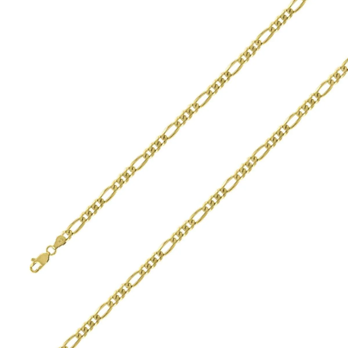 14k Yellow Gold Plated 5mm Silver Figaro Chain Size- 7"