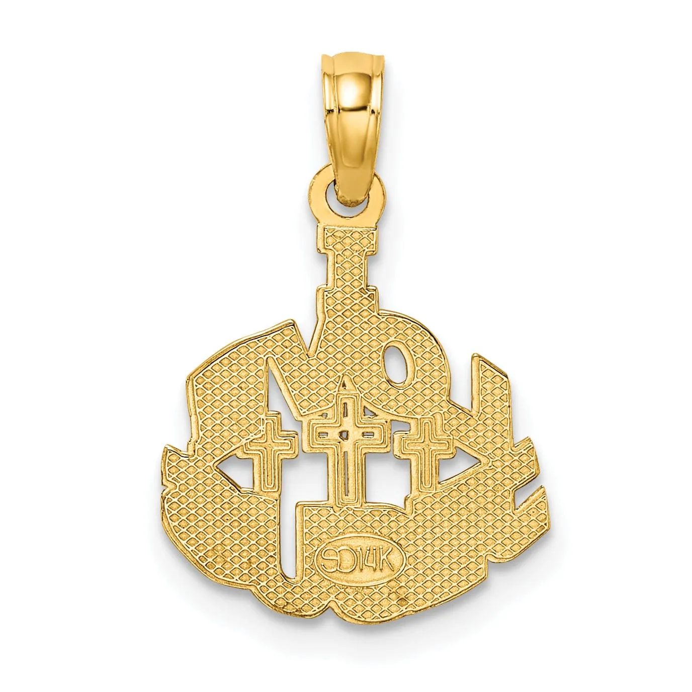 14K Yellow Gold Polished Finish I LOVE JESUS Script with Cross Pendant