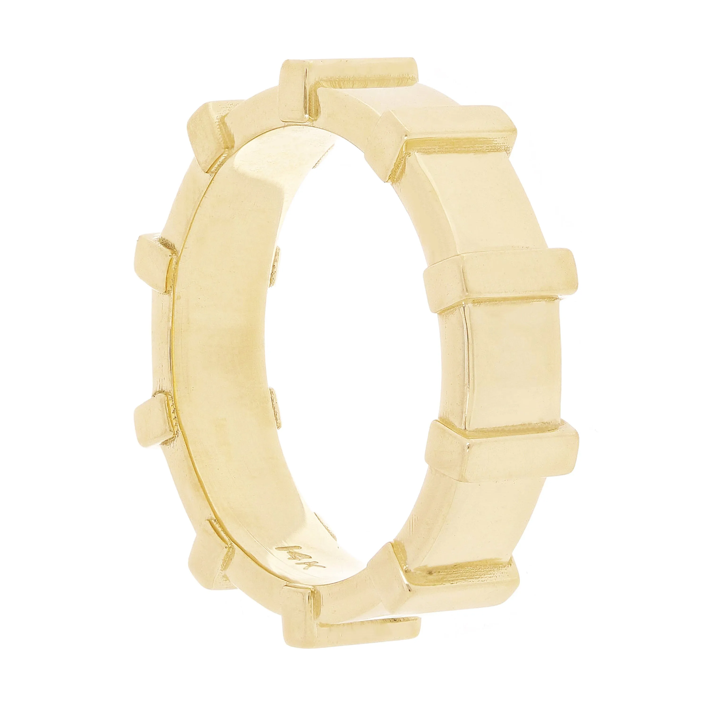 14k Yellow Gold Protrude Bar Ring Band Size 8 - 5.9mm 8.7 grams