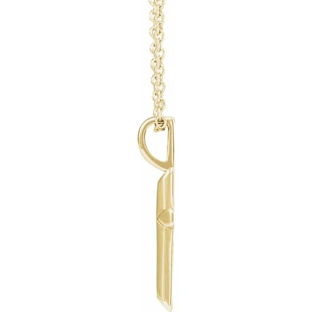14K Yellow Knife-Edge Cross Necklace