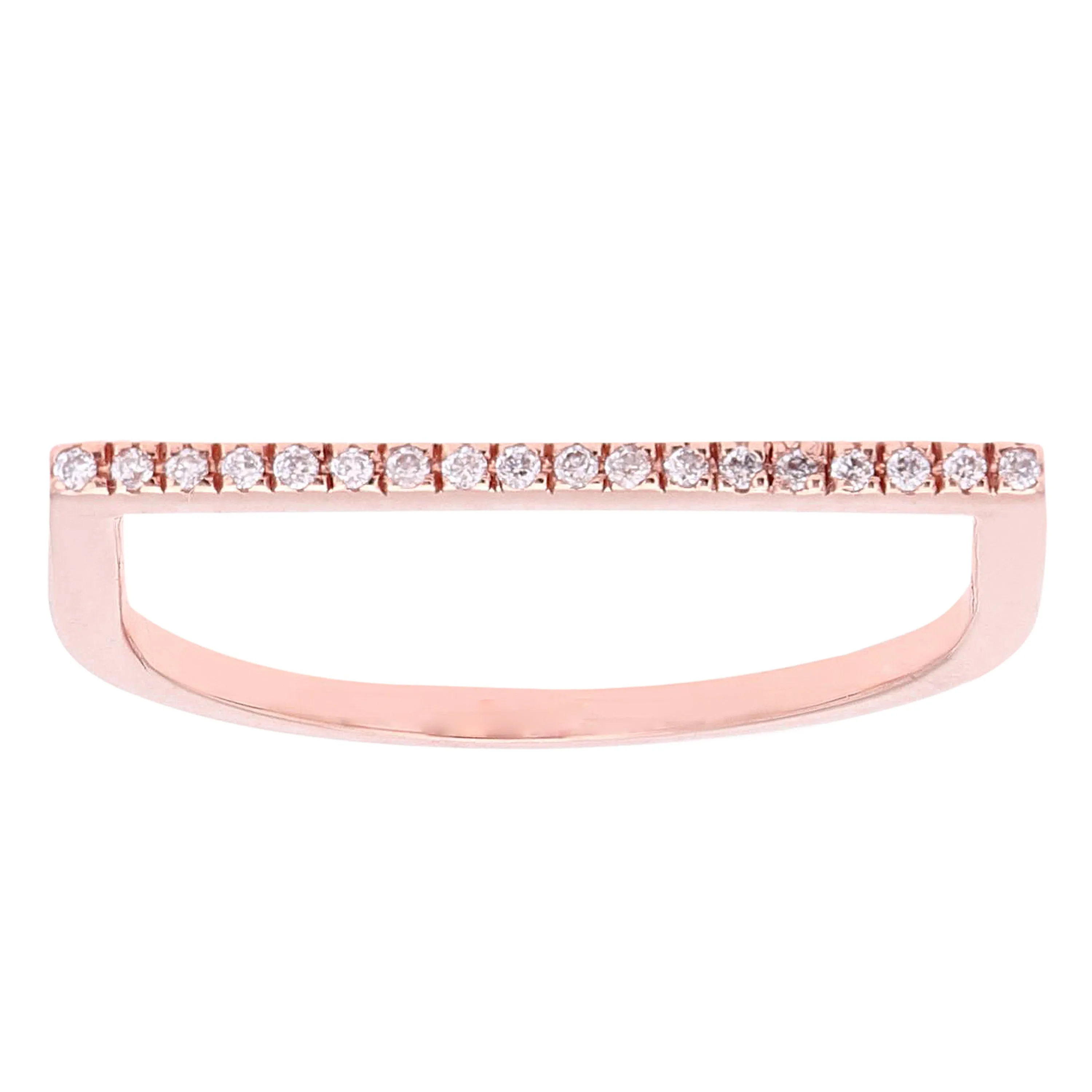 14k Yellow White or Rose Gold 0.07ctw Natural Diamond Bar Ring Size 6