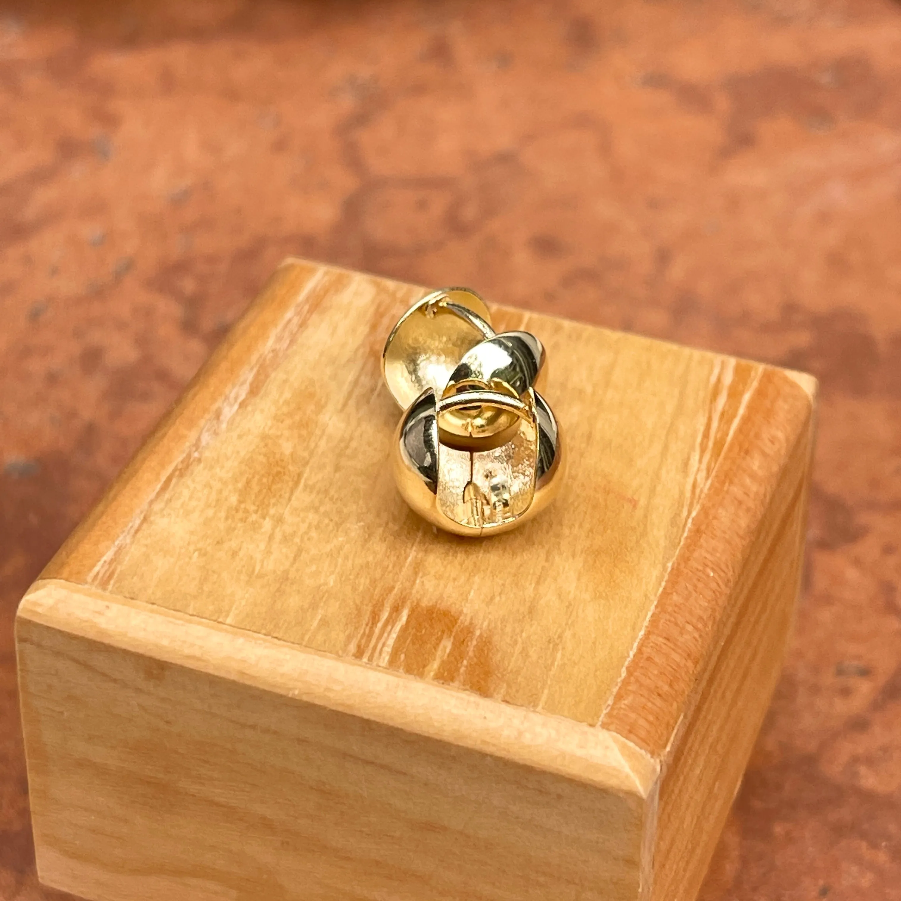 14KT Yellow Gold 10mm Wide Round Huggie Hoop Earrings