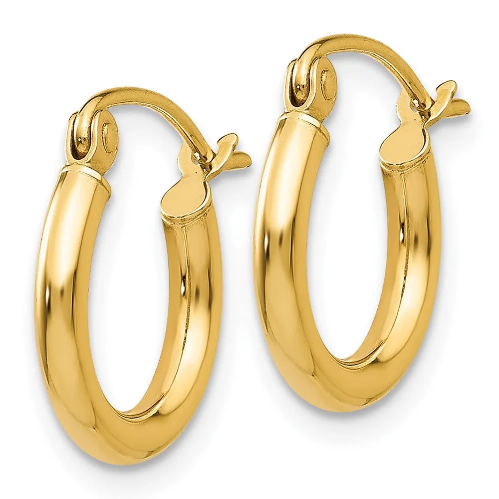 14KT Yellow Gold 13X2MM Hoop Earrings