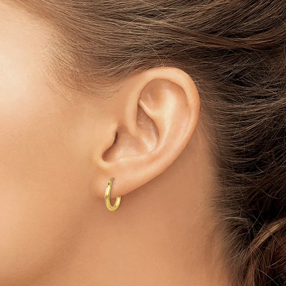 14KT Yellow Gold 13X2MM Hoop Earrings