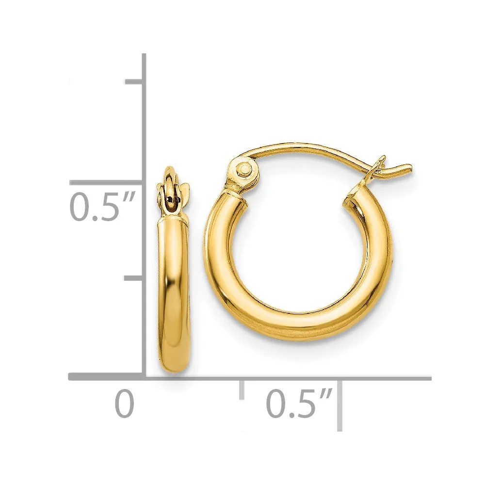 14KT Yellow Gold 13X2MM Hoop Earrings