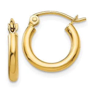 14KT Yellow Gold 13X2MM Hoop Earrings
