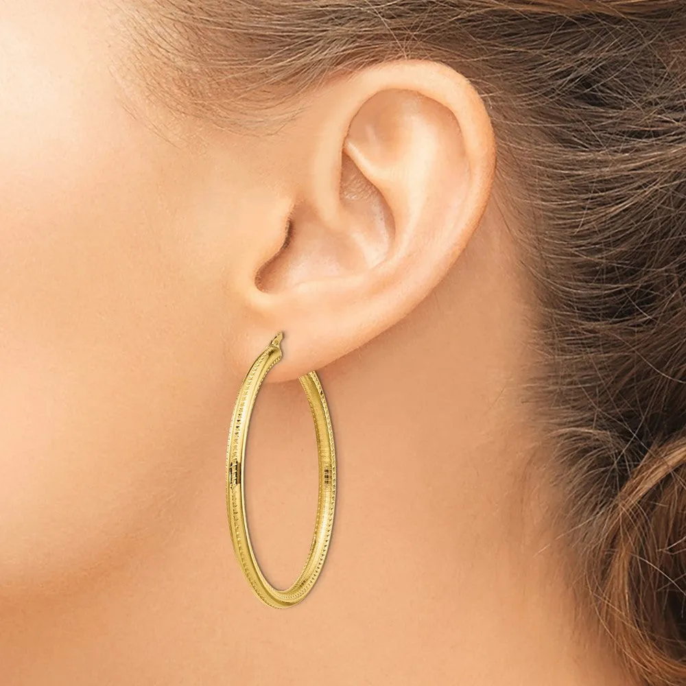 14KT Yellow Gold 46X45MM Fancy Hoop Earrings
