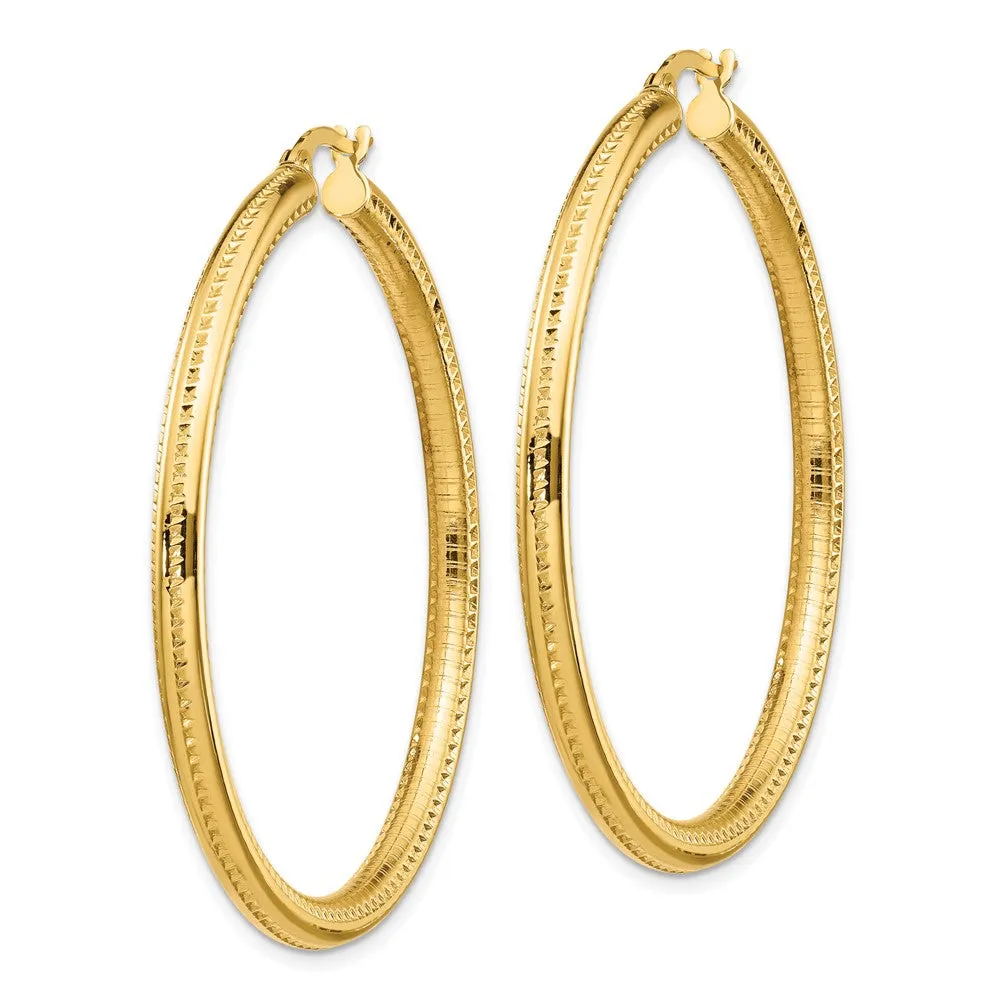 14KT Yellow Gold 46X45MM Fancy Hoop Earrings