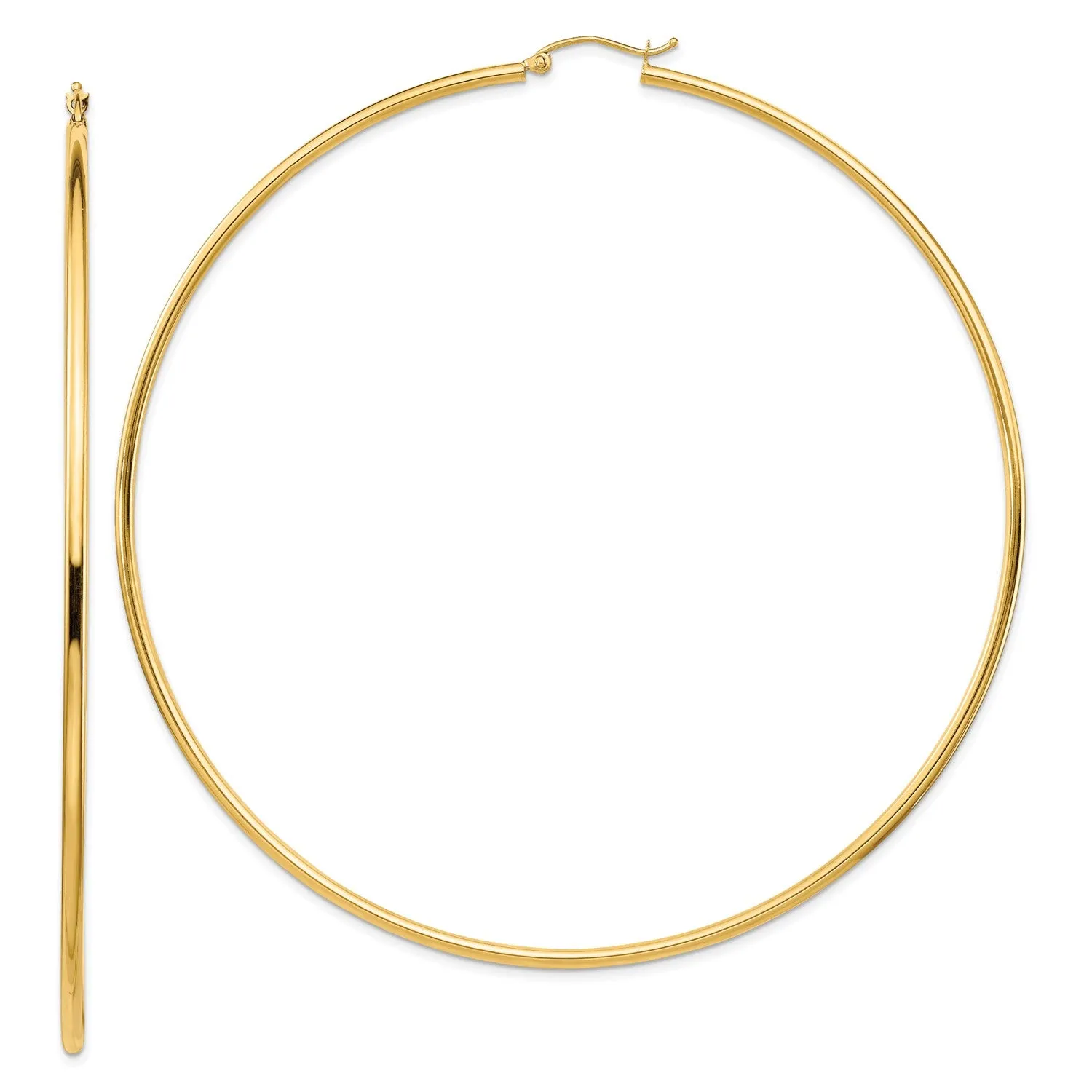 14KT Yellow Gold 90X2MM Hoop Earrings